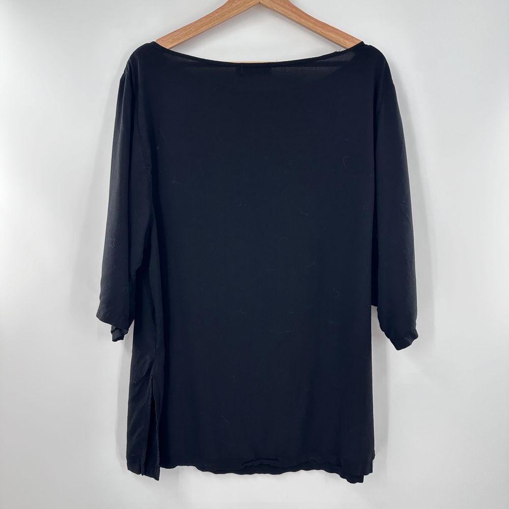 Nation LTD Black Top 1/2 Sleeve Boatneck Rayon Lightweight Tiny Flaw - Picture 7 of 11